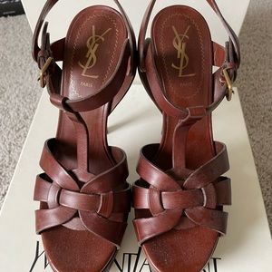 YSL TRIBUTE SANDALS BROWN/COGNAC